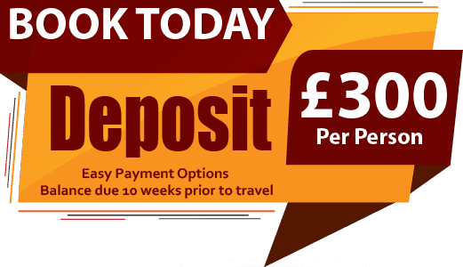 Book Today With a £300pp Deposit